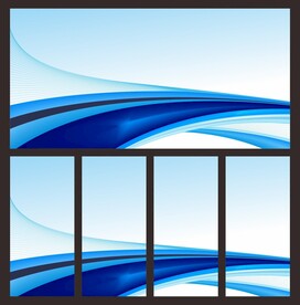 蓝色背景曲线底边装饰