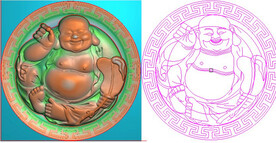 弥乐佛圆盘摆件浮雕图佛佛像笑佛