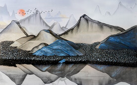 轻奢装饰画 新中式山水画 日出