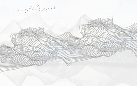 轻奢装饰画 水墨山水画 弧线