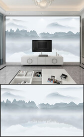 水墨山水电视背景墙装饰画