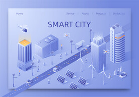 2.5D智慧城市互联网矢量插画