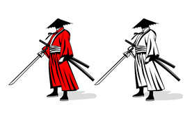 手侠客武侠人物剪影插图矢量素材