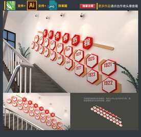 党的光辉历程楼梯文化墙