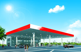 蓝天白云石化加油站