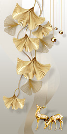 装饰画 杏叶 麋鹿