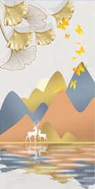 装饰画 麋鹿 杏叶