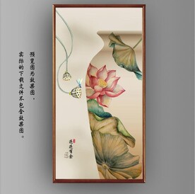 新中式水墨荷花花瓶国画装饰画