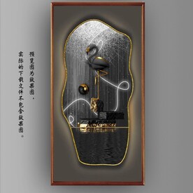 光影灯带画中镜火烈鸟玄关装饰画