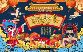 舌尖上的美食背景墙