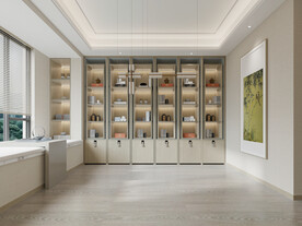 现代书房直播背景墙