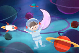 卡通儿童房外太空