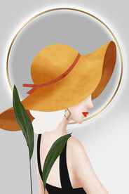 装饰画 美女 帽子