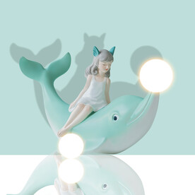 装饰画 海豚 卡通女孩