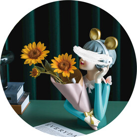 装饰画 菊花 卡通女孩