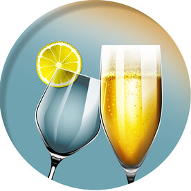 装饰画 红酒杯 柠檬