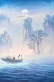 意境油画山水