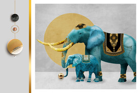 装饰画 光影画 大象