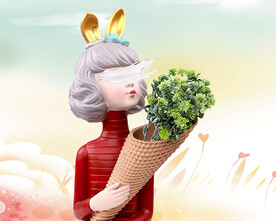 装饰画 卡通女孩 花束