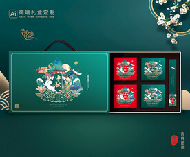 月饼包装 中秋礼盒平面展开图