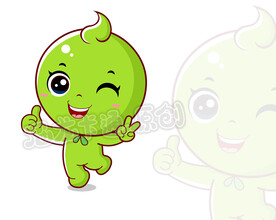 卡通绿豆精灵绿色版