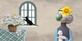 装饰画 菊花 美女