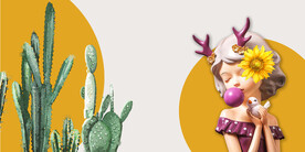 装饰画 仙人掌 龙角美女