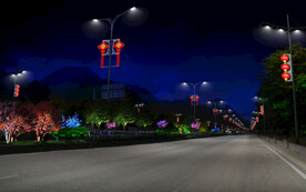 节日气氛亮化灯光沿路路灯中国结