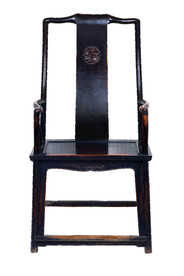 紫檀黑漆退光牡丹纹文椅