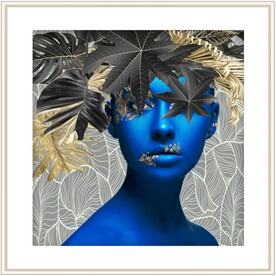 装饰画 蓝色美女 枫叶