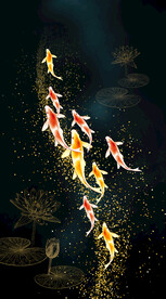 装饰画 金鱼 荷花荷叶