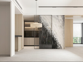 现代餐厅背景墙场景