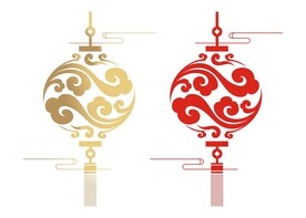 中国风春节喜庆剪纸红灯笼云纹