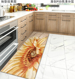 复古花卉厨房地垫