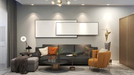 客厅装饰画背景墙效果图样机设计