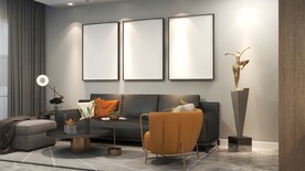 客厅装饰画背景墙效果图样机设计