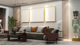 客厅装饰画背景墙效果图样机设计