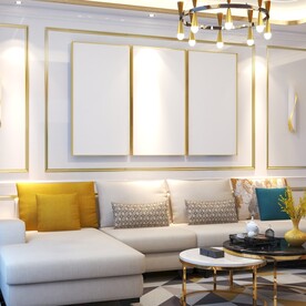 客厅装饰画背景墙效果图样机设计