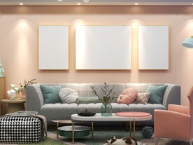 客厅装饰画背景墙效果图样机设计