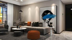 客厅装饰画背景墙效果图样机设计