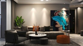 客厅装饰画背景墙效果图样机设计