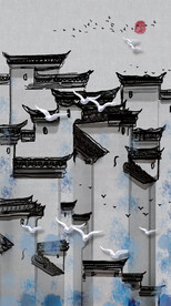 装饰画 新中式水墨山水画