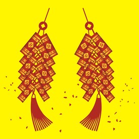 中国传统卡通手绘春节鞭炮元素