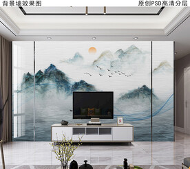 新中式山水背景墙
