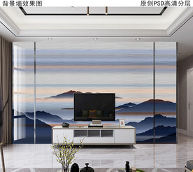 新中式山水背景墙