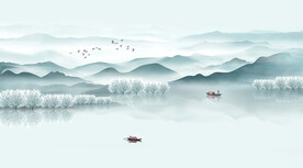 新中式山水背景墙