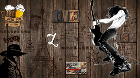 摇滚音乐餐厅酒吧背景墙