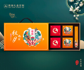 月饼包装 中秋礼盒平面展开图