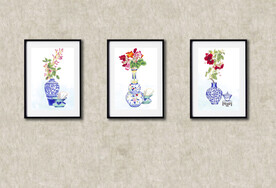 青花瓷瓶装饰画