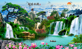 流水生财中堂画